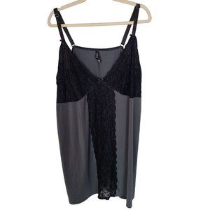 Torrid Womens 5X Gray Black Floral Lace Sleeveless Lingerie Sleepwear V-Neck